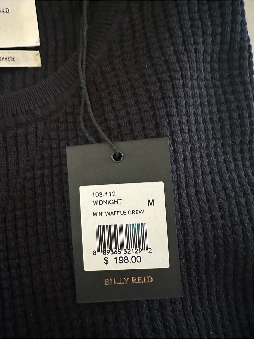 Billy Reid Navy Waffle-Knit Crewneck Sweater